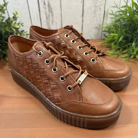 Velez Women's Brown Leather Artisan Platform Sneakers Size 8 - Picture 2 of 9
